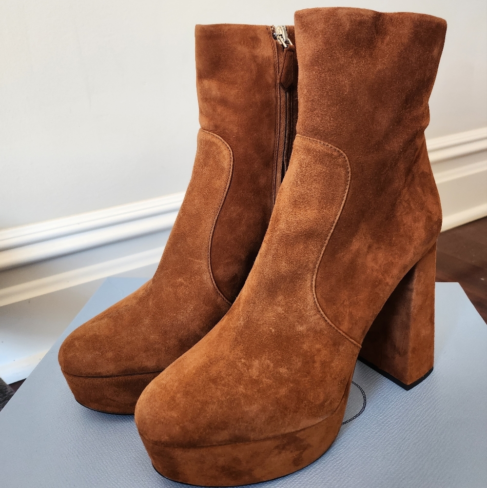 Prada Suede Platform Ankle Boots